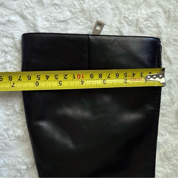 BALLY Fiora Elegant Out Seam Black Leather Knee-High Boots Italy Size 37 EU - Picture 15 of 16